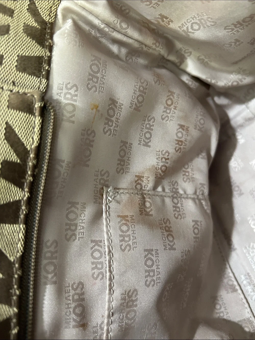 Michael Kors Tan and Brown MK Logo Chain-Handle Tote
